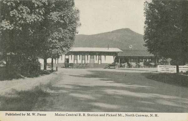 Maine Central Railroad Station and Picked Mountain, North Conway, New Hampshire