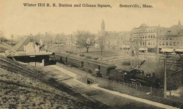 Winter Hill Railroad Station and Gilman Square, Somerville, Massachusetts