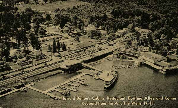 Howard Ballou's Cabins, Restaurant, Bowling Alley and Korner Kubbard from the Air, The Weirs, New Hampshire