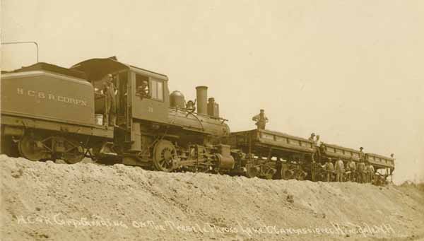 Holbrook, Cabot & Rollins Corporation grading on the trestle across Lake Wantastiquet, Hinsdale, New Hampshire