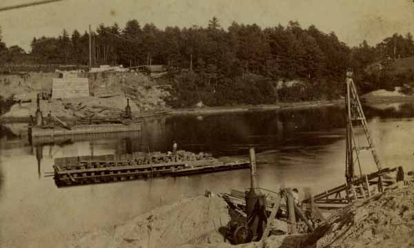 Bridging the Merrimack by the Nashua & Rochester Railroad, Nashua, New Hampshire