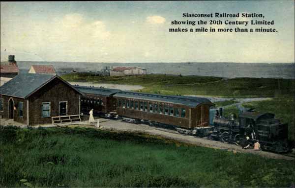 Siasconset Railroad Station, showing the 20th Century Limited makes a mile in more than a minute.