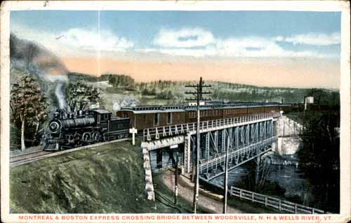 Montreal & Boston Express Crossing Bridge Between Woodsville, New Hampshire & Wells River, Vermont